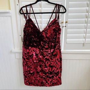 Rachel Allan Burgundy Velvet & Sequin Formal Homecoming Prom Cocktail Dress